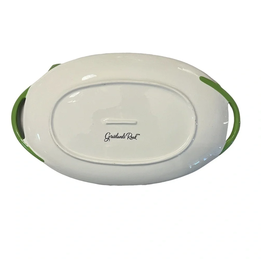 Grasslands Road 3D floral ceramic platter, 14” x 8”